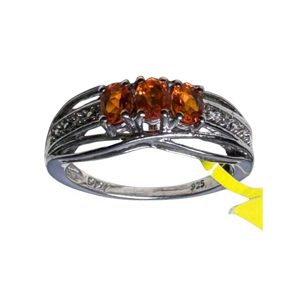 D'Joy Fire Opal Sterling Silver 925 Orange Oval-Cut Ring Size 7.5 - Picture 2 of 6